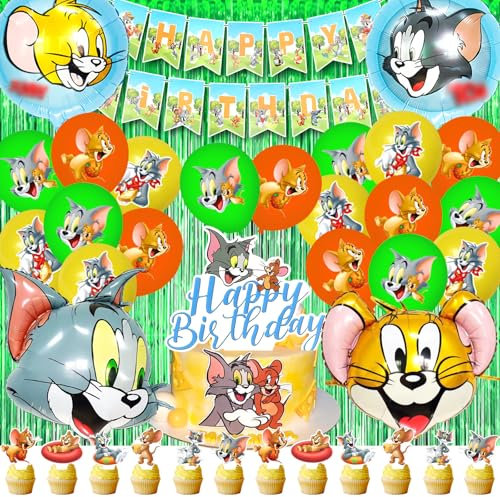 49 Pcs Tom e Jerry Kit Compleanno - Decorazioni e Palloncini Elio per Festa con Addobbi