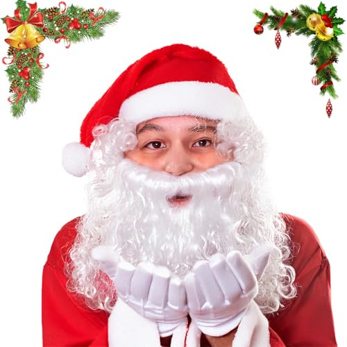 Mino Plus Weihnachtsmann Bart Perücke,Santa Claus Bart,Nikolaus Perücke,Weihnachtsmann,Verkleiden Als Nikolaus (A)