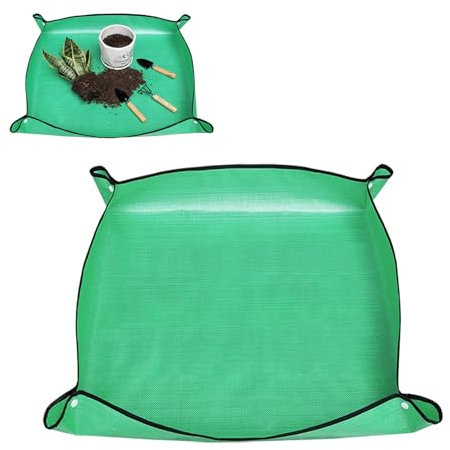 KMKANPO Tappetino da Giardinaggio Verde, Impermeabile, Pieghevole, 66*66cm, Per Rinvaso di Piante, Indoor