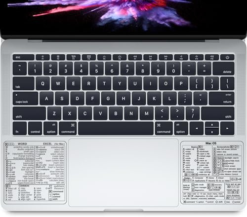 Verazquy 2 x Shortcuts-Aufkleber für Mac OS, klare Word/Excel-Tastaturkürzel, Spickzettel, Kurzanleitung (evtl. nicht in deutscher Sprache), Tastatur-Vinyl-Aufkleber, Laptop-Tastaturkürzel, kompatibel