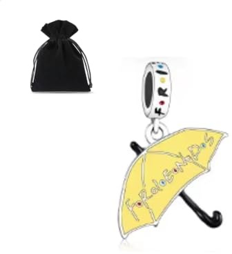 Friends TV Charm, Central Perk, Red Sofa Charm S925 Silver, Enamel Fits European Charm Bracelets, Friends Charm (Yellow Umbrella)