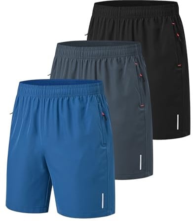 Zoofly 3er Pack Sporthose Kurze Herren Sommer Sport Shorts Mit Reißverschlusstaschen Elastische Fussball Fitness Tennis Hose Männer