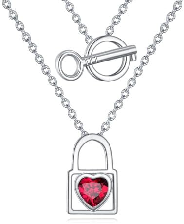 YAFEINI Lock and Key Necklace Sterling Silver Love Heart Pendant Necklace Lock and Key Jewelry Gifts for Women (key)