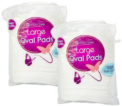 Cotton Tree Große ovale Wattepads, 100% reine Baumwolle, 2 Stück