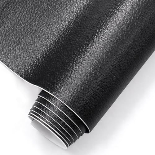 Leder Reparatur Flicken 40x150cm Schwarz – Selbstklebender Kunstleder Patch Wasserdicht – Starke Haftung für Sofa, Autositz, Couch, Möbel, Tasche, Boot – Einfach anzubringen