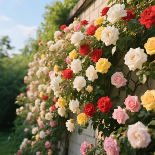 200+ Mix Kletterrosen Samen, Nicht-GVO, Heirloom, Kletterrosen Winterhart Wachsen Leicht Mehrjährige Blüten mit geringer Wartung hohen ornamentalen Wert für Zäune, Lauben und Gartendekoration
