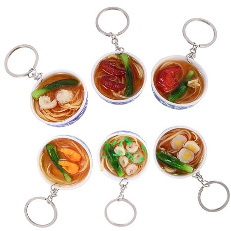 FOMIYES 6Pcs Blue and White Porcelain Bowl Noodles Simulation Food Pendant Realistic Decoration for Kitchen Play