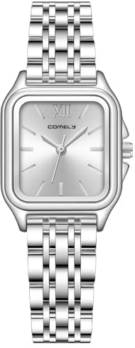 CIVO Armbanduhr Damen Silber Analog: Einfach Eckig Quarz Uhr für Frauen - Edelstahl Wasserdicht Damenuhr Schöne Geschenke