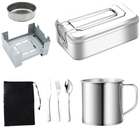 Camping Mess Tin, 8 Pcs Camping Mess Tins for Camping | Great for Backpacking Outdoor Camping Hiking and Picnic,Compact Stove Suitable For Festivals & Fishing Trips