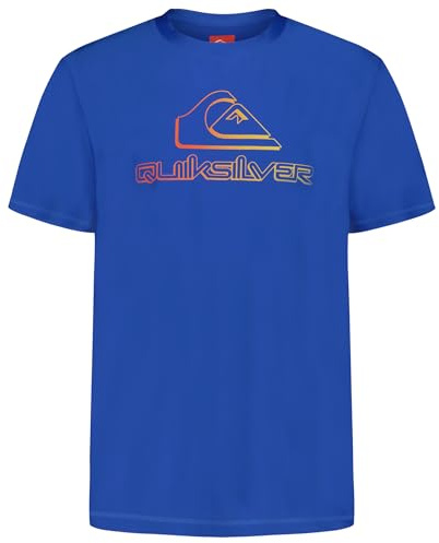 Quiksilver Boys' Short Sleeve Rashguard Surf Shirt with UPF 50+ Sun Protection, Kid's Swim Top, Nebulas Blue, L14/16
