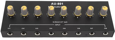 CHICIRIS Soundmixer, 8 Eingänge, 1 Ausgang, Wiederaufladbares Audio-Mischpult für Gitarren, Bass, Keyboards, Tragbarer Outdoor-Mixer mit Gain-Kontrolle, Gehäuse aus Aluminiumlegierung für