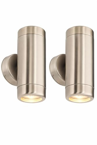 National Lighting Marine Grade Spot Lights - Outdoor Up Down Lights - Stainless Steel IP65 Rated Waterproof Wall Light Spotlights for Coastal Areas - Max 35W Halogen or GU10 LED (Not Included) 2 Pack
