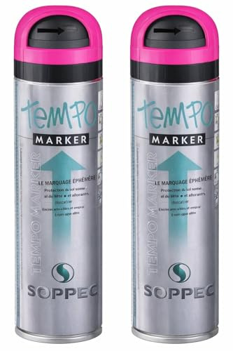 PEGANE Lot de 2 Bombes pour marquage temporaire 500 ML de Couleur Rose de 5 à 15 Jours