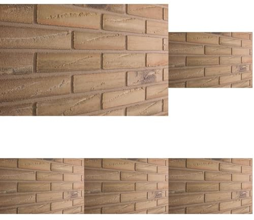 Elabrick, Mattone flessibile, Listelli Red Industrial, 50x210 mm, decorazione parete casa, sottile, facile da applicare come mattonelle o piastrelle da esterno (Confezione da 5)