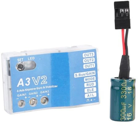 Jadeshay Controlador de Vuelo RC, F50A Estabilizador de Vuelo de Avión RC de 3 Ejes A3 V2 para Equilibrio de Giroscopio para Avión de ala Fija RC,con Cable de Extension Servo
