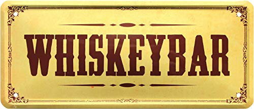 WOGEKA ART Retro Blechschild Whiskeybar Whisky Bar Hausbar witziger Spruch als Geschenk-Idee zum Geburtstag Weihnachten zur Dekoration 28x12 cm Vintage-Design aus Metall 2112