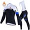 X-TIGER Herren Langarm Radtrikot Set Winter Radsportanzüge mit 5D Gel Gepolsterten Trägerhosen