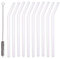 Schramm® 10 Stück Glas Strohhalme gebogen transparent mit Reinigungsbürste wiederverwendbar Trinkhalme Glasstrohhalm