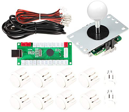 EG STARTS 1 Spieler Arcade DIY Kit USB-Encoder zu PC Arcade Joystick-Tasten für USB MAME PC-Spiel DIY & Raspberry Pi Retro Controller Teile (Weiß)