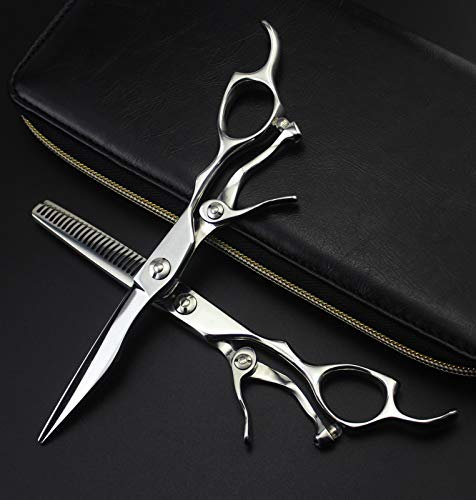 WYGC Haarschere Set 6,0 Zoll Silber- Rostfreier Stahl Pony Schneiden Textur Personalisierte Friseurschere Friseurschere Ausdünnende Schere