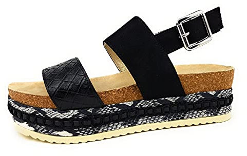 BULLBOXER Damen Plateausandalen, Frauen Sandalen,woman,plateausandaletten,sommerschuhe,dicke,sohle,bequem,weiblich,lady,Schwarz (Black),37 EU / 4 UK