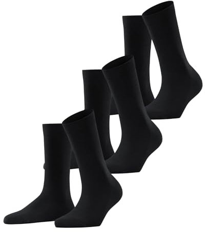 FALKE Damen Socken Family Multipack W So nachhaltige Baumwolle einfarbig 3 Paar, Schwarz Black 3009, 39-42