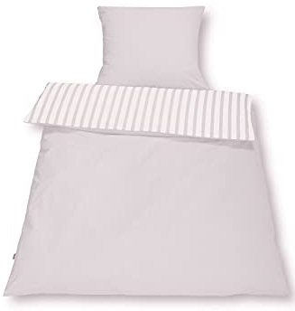 SETEX Baumwoll-Wendebettwäsche, Bezug für Bettdecke im Set mit Kissenbezug, 100 % Baumwolle, 2-teiliges Bettwäsche-Set, Kieselgrau