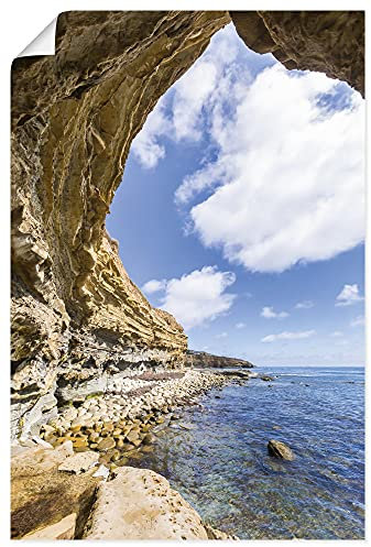 ARTLAND Wanddeko Poster & Kunstdrucke Wandposter 60x90 cm Hochformat USA Kalifornien San Diego Meer Küste Strand Felsen Grotte Sommer U1ZW
