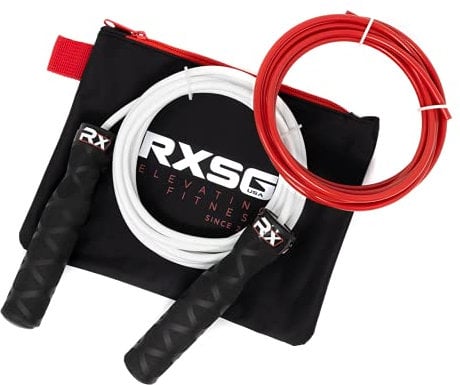 Rx Flex verstellbares Springseil-Bündel - Offizielles Seil des Team USA Boxing, 2 Schnüre bieten Flexibilität für den Innen- und Außenbereich. Perfekt für Double Unders oder intensives