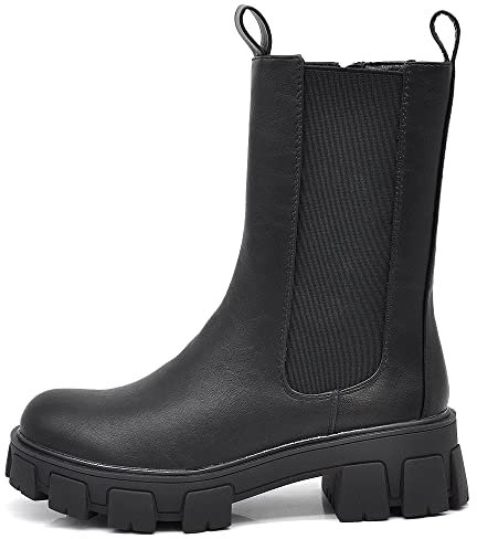IF FASHION Stivali Stivaletti Anfibi Scarpe Chelsea da Donna Platform 890 Nero N.40
