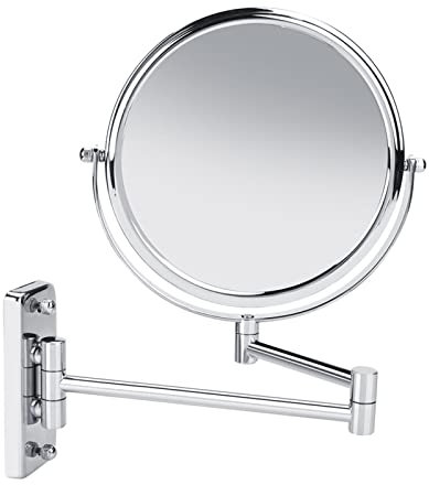 Nikou Double-Sided Swivel Wall Mount Makeup Mirror, 8 Inch, 3X Magnification Mounted Extendable Magnifying Mirror, Stylish Silver Finish for Your Beauty Routine