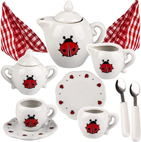 alles-meine.de GmbH 13 TLG. Set Puppengeschirr/Teeservice & Kaffeeservice - Marienkäfer & Punkte - Geschirr Porzellan/Keramik - Porzellangeschirr - Kinderküche - Picknickse..