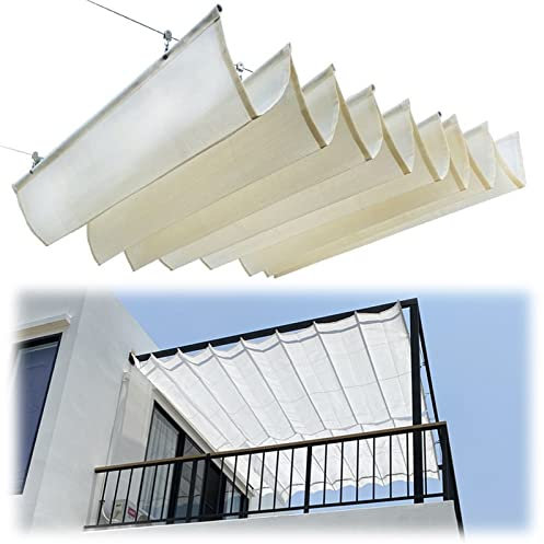Geovne Onda Vela d'Ombra Ricambio,Ombra a Onda Vela,Tenda a Vela Estensibile,Copertura Dell'Ombra Traspirante,Telo Ombreggiante,70% Tasso di Ombreggiatura,per Pergola,Bianca (0.9x3m/3x9.8ft)