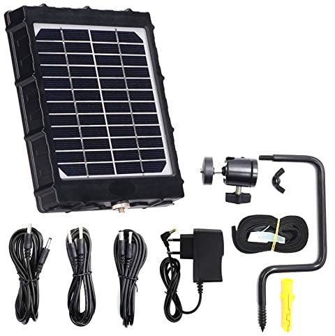Solarpanel für Wildkamera, DC 6V/9V/12V 8000mAh Solar-Ladegerät Kit, IP66 Wasserdichtes Solar Power Bank Ladegerät Outdoor Jagd-Zubehör für Jagdkamera, Nachtsichtkamera, Trail Hunting Game-Kameras