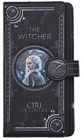 Nemesis Now The Witcher Ciri Geldbörse mit Prägung, 18,5 cm, PU-Leder, schwarz, offizielles Lizenzprodukt von The Witcher, Ciri geprägte Geldbörse, 4 Bargeld- und 12 Kartenfächer, Schwarz, 18.5cm,