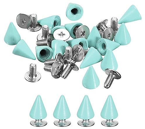 QUARKZMAN 20 Set Cono Punte Borchie, 7x10mm Borchie e Punta Metallo Vite Retro Rivetto per Abbigliamento Cinture Borse Scarpe Fai-da-Te Pelletteria, Verde