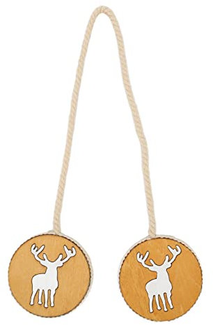 Magnetischer Vorhang-Raffhalter, Geschnitztes Hirsch-Design, Raffhalter aus Holz, Baumwollseil mit Magnetischem Design für Vorhänge und Fenstergitter, Vorhangbinder für Zuhause