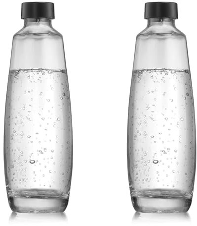 Sodastream Carafe en Verre pour Machine à Eau Pétillante Duo, Transparente, Bouteille en Verre Compatible Lave-vaisselle, 1 L (Lot de 2)