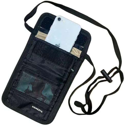 HOMESTA Anti-Strahlungs-Handytasche, EMF-Schutz, EMF-Blockierung Handyhülle, Strahlungsblocker für Handy (Schwarz) (XL-Tasche mit Band)