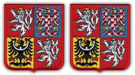 Set mit 2 Aufnähern, Wappen der Tschechischen Republik, bestickt