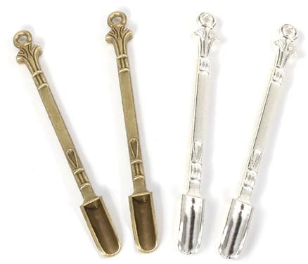 Zittop 4 mini cucchiaini mini pala cucchiaio per erbe aromatiche in polvere per medicine e cerette (argento-bronzo)