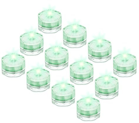 sourcing map Submersible Bright LED Tea Light, Green Waterproof Flameless Candle for Party Wedding Festivals Decor, Pack of 12