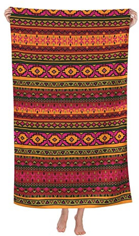 ObabO Luxuriöses Badetuch, mexikanische Volkskunst, Boho, ultraweich und sehr saugfähig, dicke große Badetücher, 80 x 130 cm