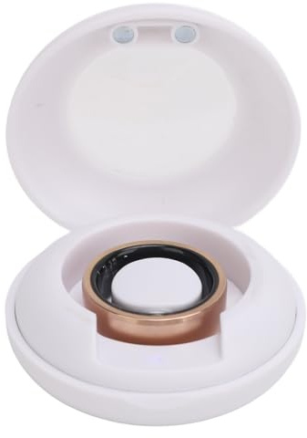 Smart Ring Health Tracker, fitnessring med 7 dagars batteriladdningsfodral, App Sleep Tracker IP68 vattentät keramisk ring för män och kvinnor (diameter