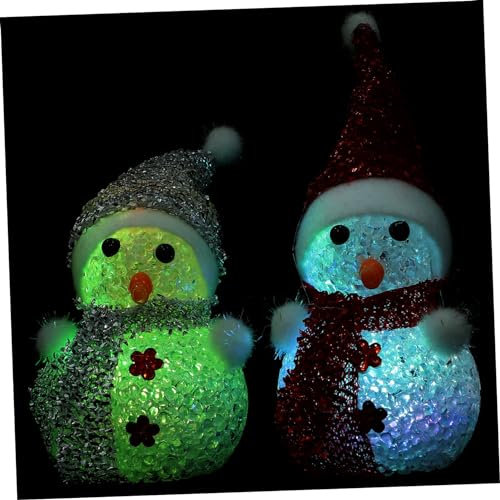 ORFOFE 2st Leuchtende Schneemann-verzierung Dekoration Drinnen Beleuchtet Batteriebetriebene Schneemannfiguren Weihnachtsstrumpffüller Spielzeug Für Kleinkinder Led Acryl Geschenk Pp