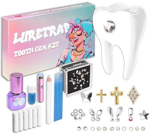 Zahnschmuck Set Mit Kleber, Tooth Gem Kit, Zahnschmuck Edelsteine, Starter-Set Für Zahnschmuck, Künstliche Kristall-Zahnornamente, Modisches Tooth Gems Set für Ein Strahlendes Lächeln