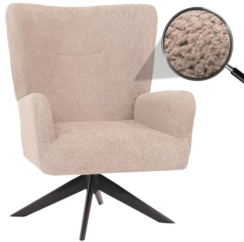 Lounge-Sessel HWC-N65, Cocktailsessel Polstersessel Relaxsessel, drehbar, Stoff/Textil Chenille Metall - Taupe