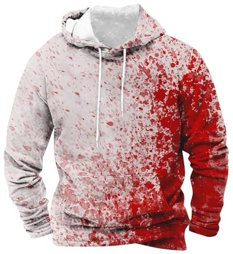 Generisch Sale Angebote Damen, Halloween Hoodie Herren Kapuzenpullover Bloody Stained Bedrucktes Halloween Kostüm Horror Sweatshirt Blutspritzer Muster Oberteile, sonderangebote schnäppchen