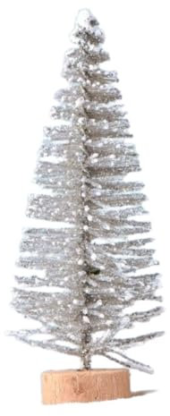 Whakano 5 Stück Künstlich Weihnachtsbaum Weihnachtsdeko,Mini Tannenbaum mit Holzsockel,Miniatur Christbaum Tanne,Weihnachten Figuren,Weihnachtsschmuck zum Basteln,für Tischdeko,Tisch,Büro,Silber,7cm