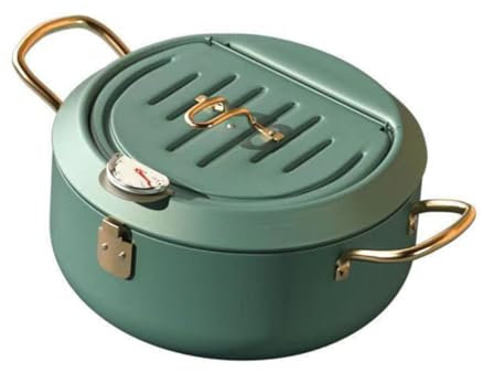 Angoily Friteuse en Acier Au Carbone avec Thermomètre Poêle Portable Mini Marmite pour Frire Économie D'huile Friteuse de Style Marmite de 20 Cm